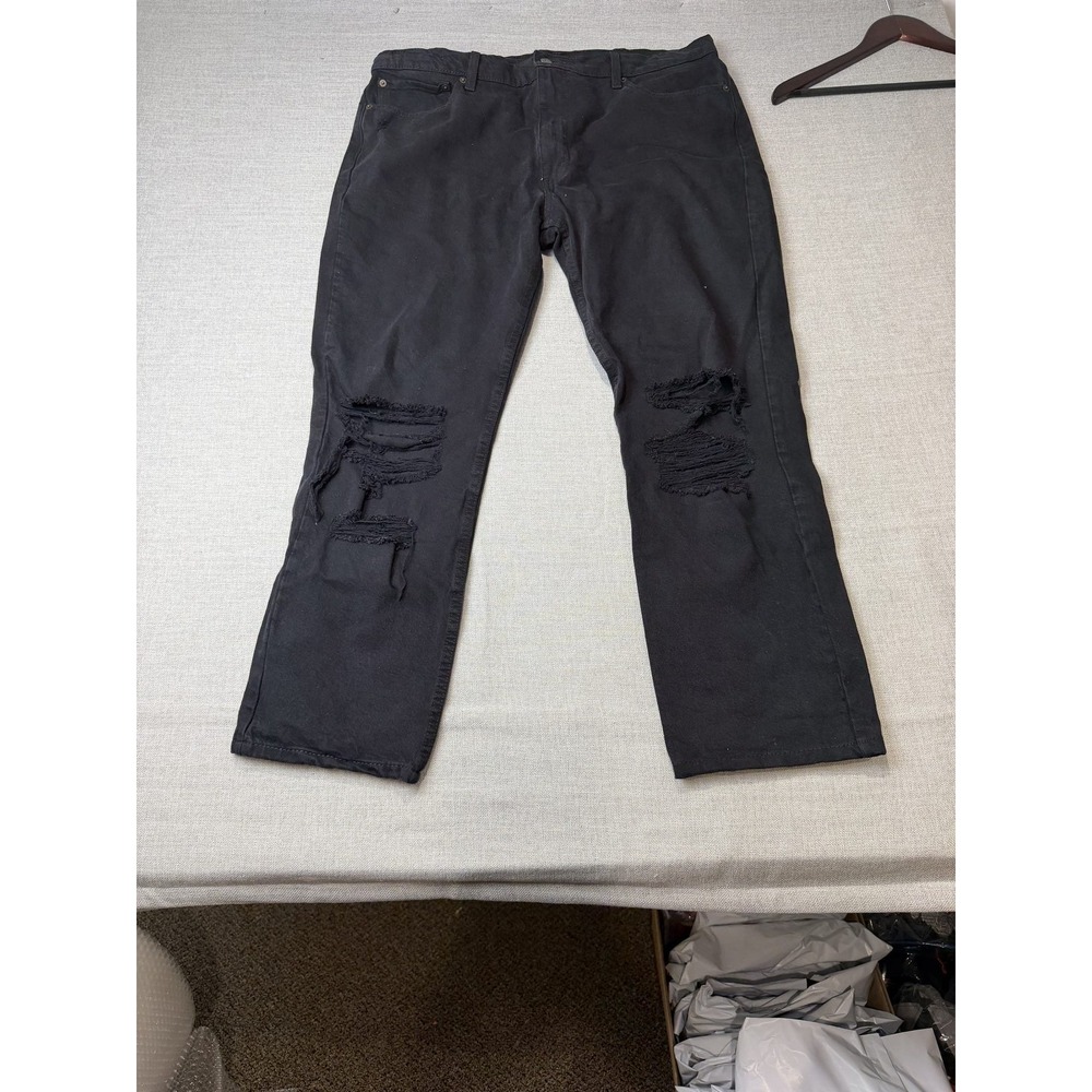 Levi's 511 Slim Fit Jeans Mens 40x30 Black Denim Distressed Knee Rips